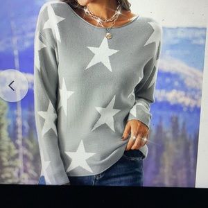 Gray and white star sweater